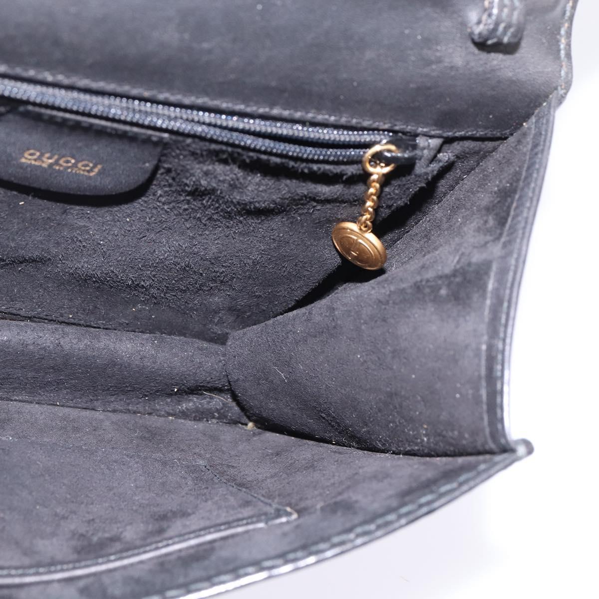 GUCCI Clutch Bag Leather Black Auth 148324