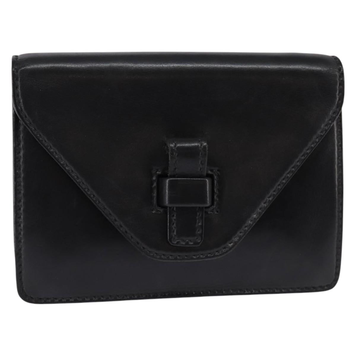 GUCCI Clutch Bag Leather Black Auth 148324