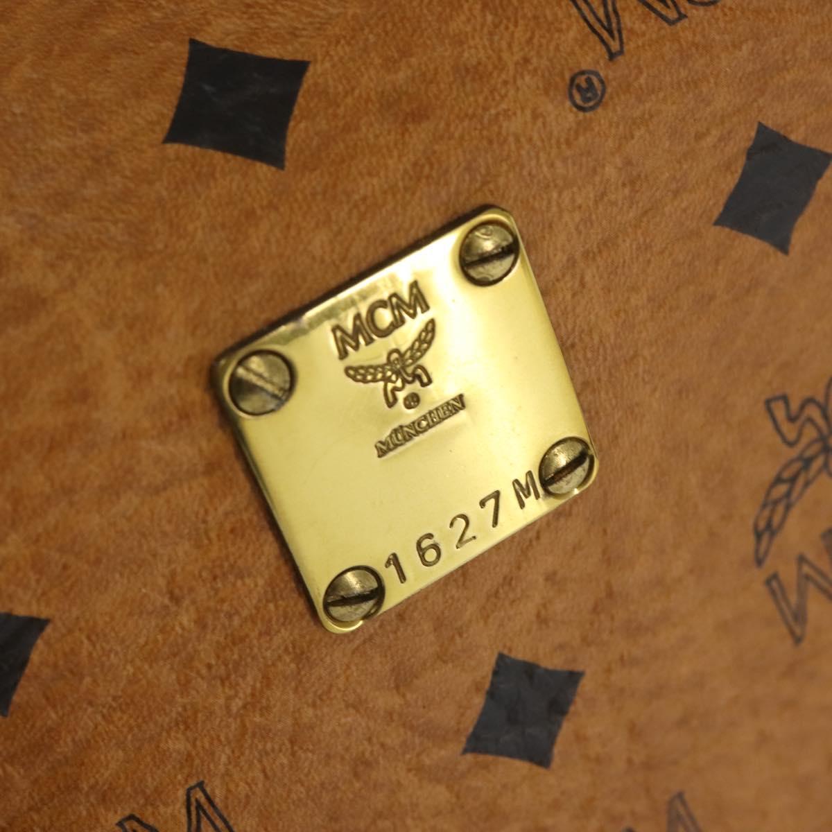 MCM Logogram Vicetos Boston Bag PVC 2way Brown Gold Auth 148327