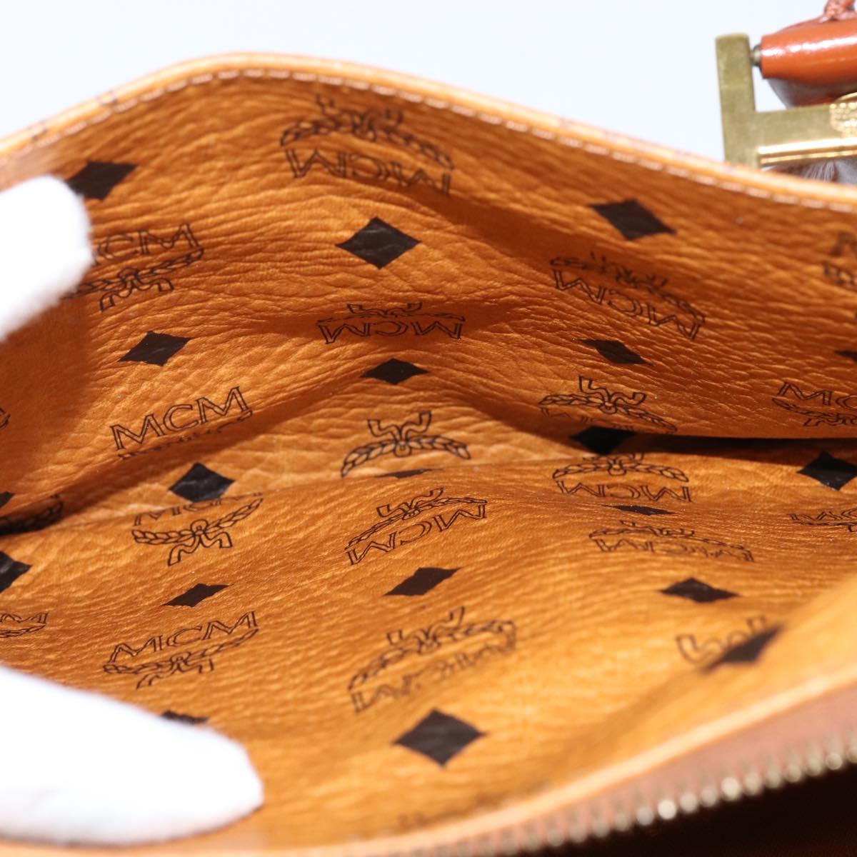 MCM Logogram Vicetos Boston Bag PVC 2way Brown Gold Auth 148327
