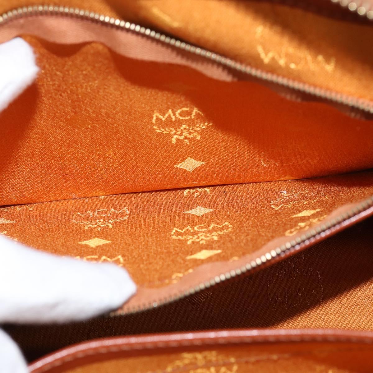 MCM Logogram Vicetos Boston Bag PVC 2way Brown Gold Auth 148327
