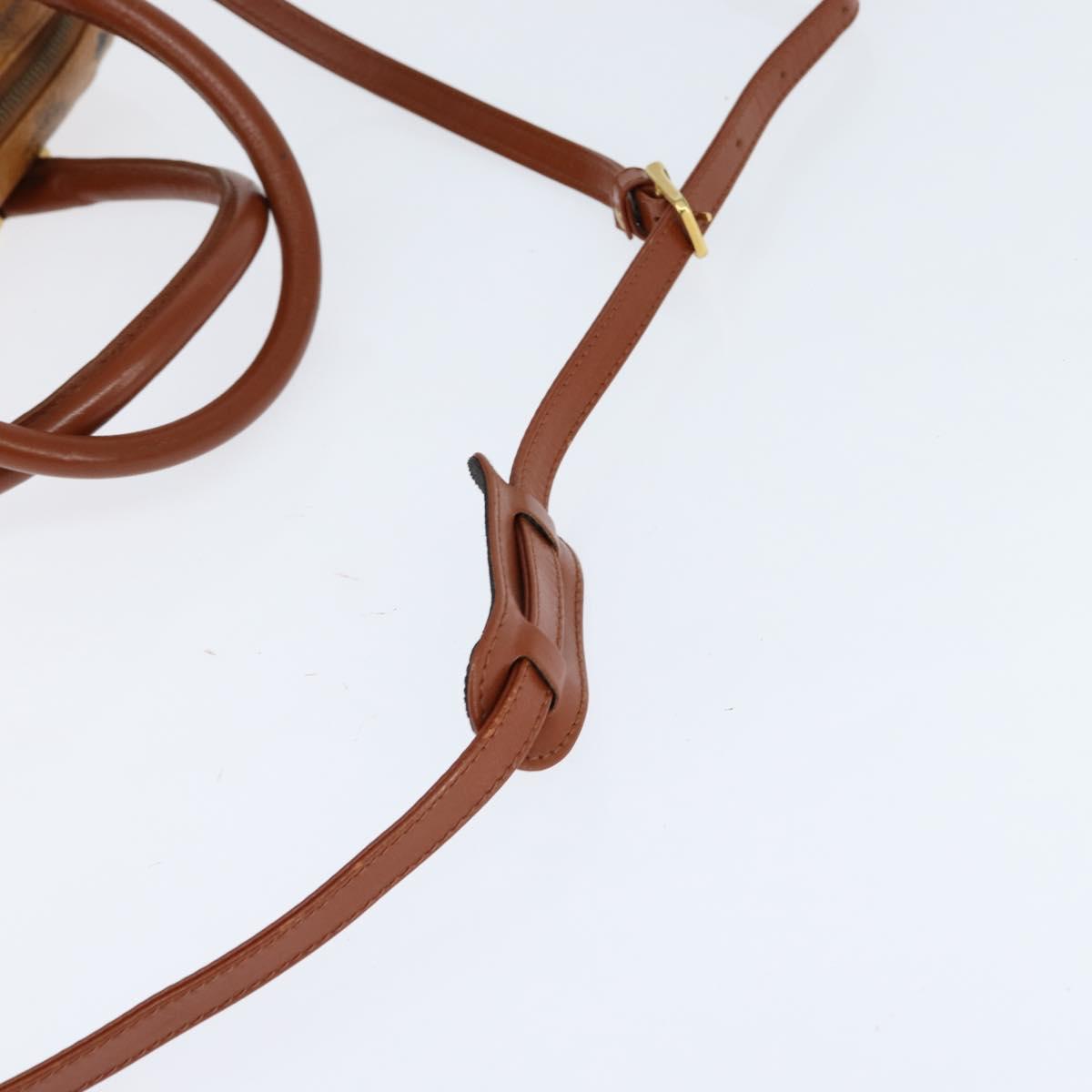 MCM Logogram Vicetos Boston Bag PVC 2way Brown Gold Auth 148327