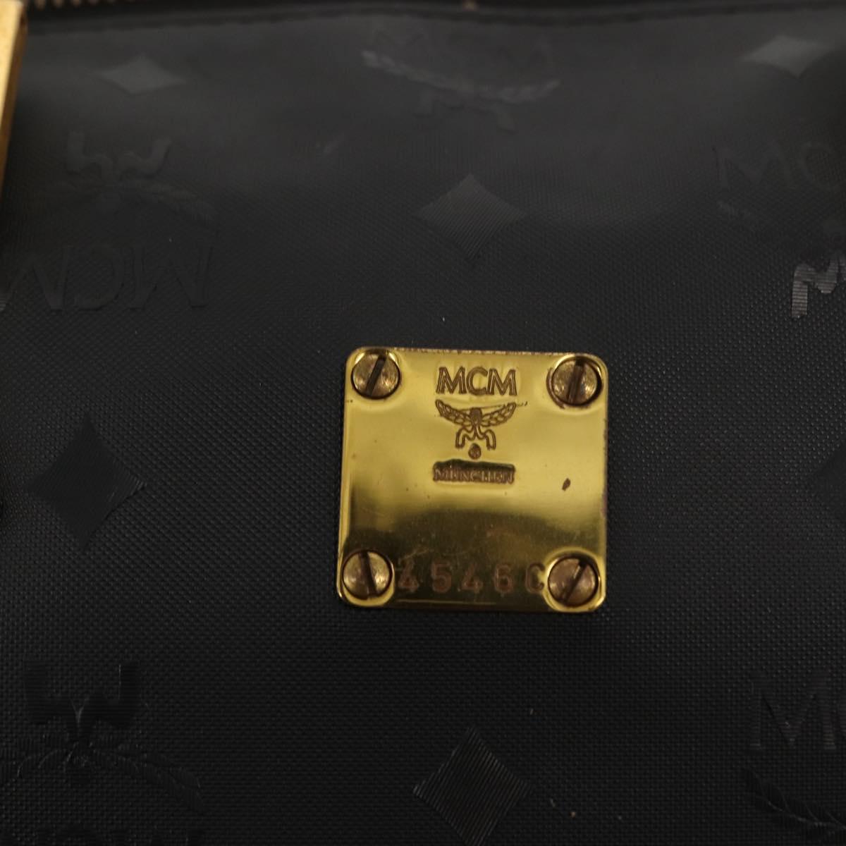 MCM Vicetos Logogram Hand Bag PVC 2way Black Gold Auth 148328