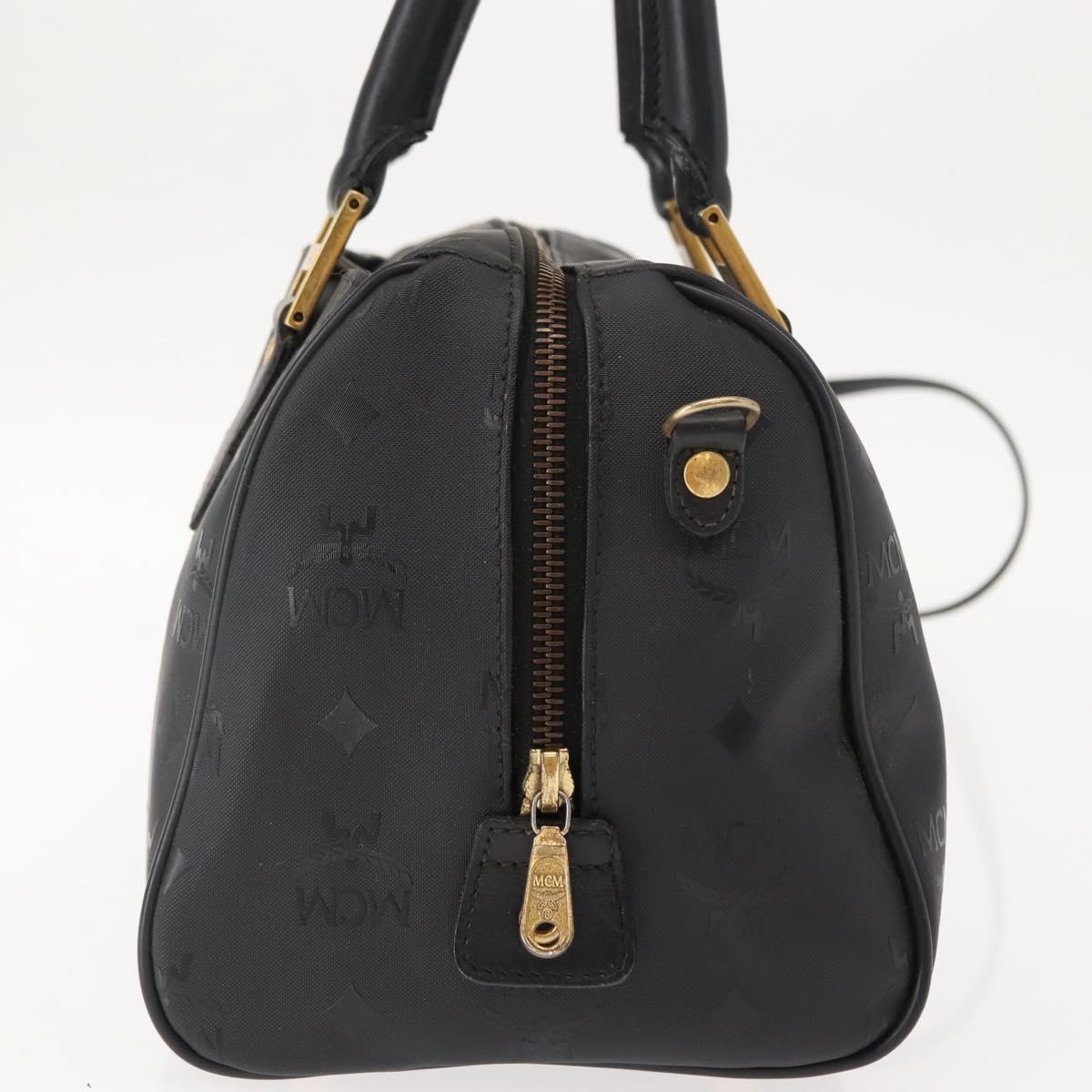 MCM Vicetos Logogram Hand Bag PVC 2way Black Gold Auth 148328