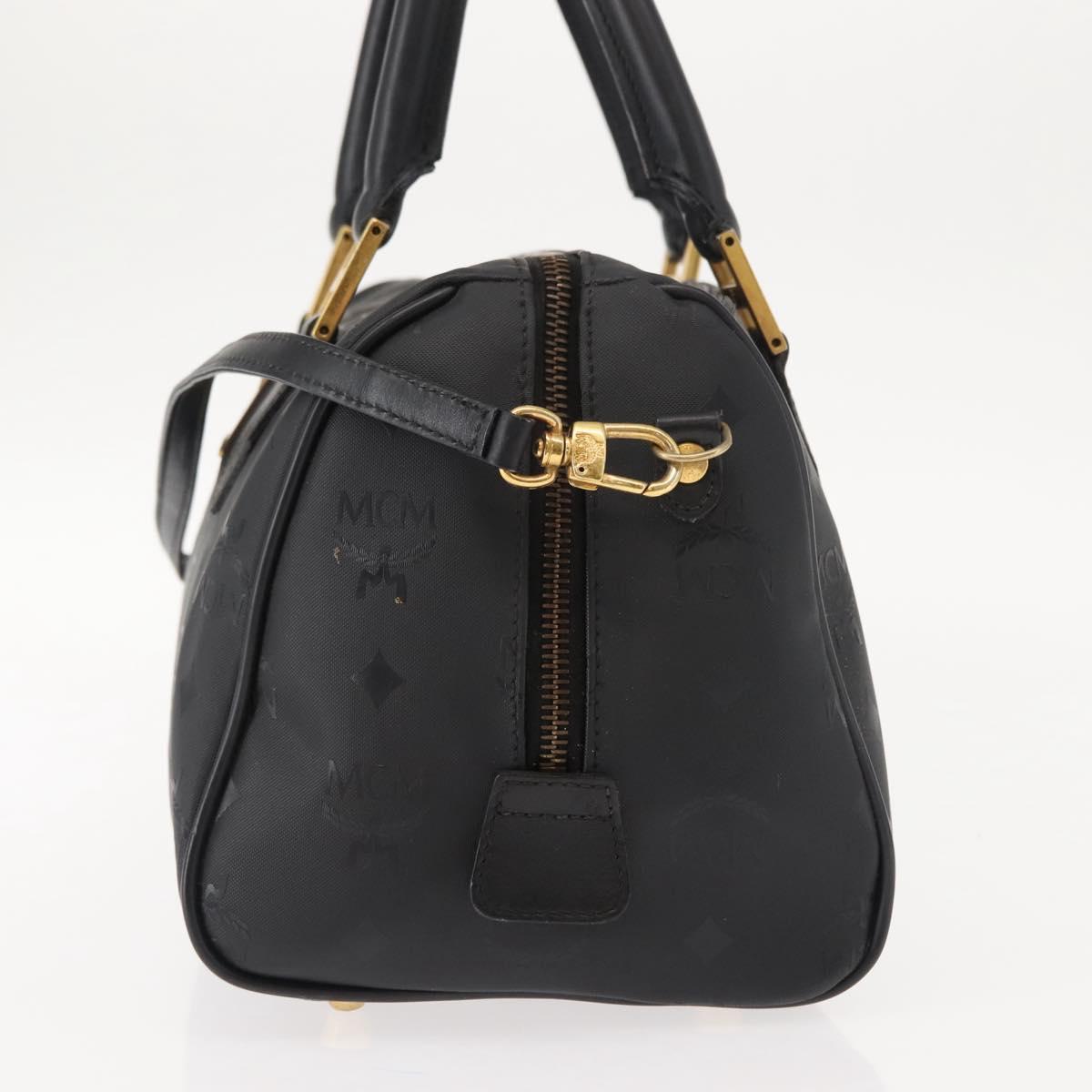 MCM Vicetos Logogram Hand Bag PVC 2way Black Gold Auth 148328