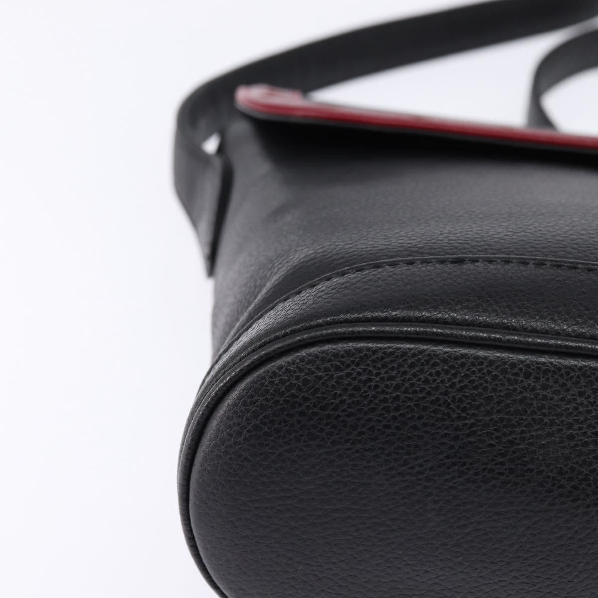 SAINT LAURENT Shoulder Bag Leather Black Gold Auth 148350