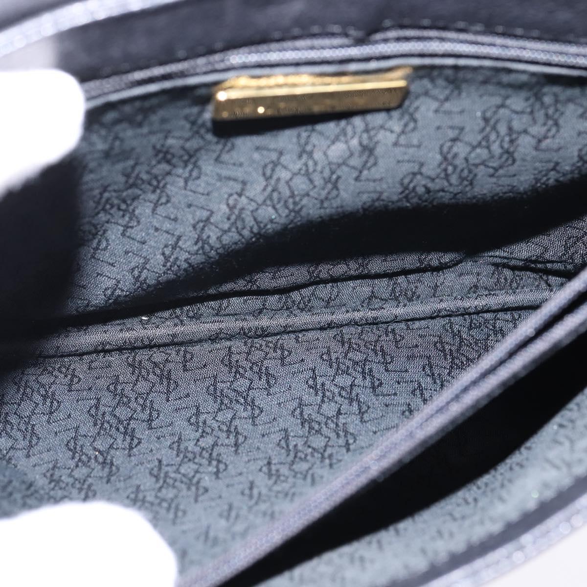 SAINT LAURENT Shoulder Bag Leather Black Gold Auth 148350