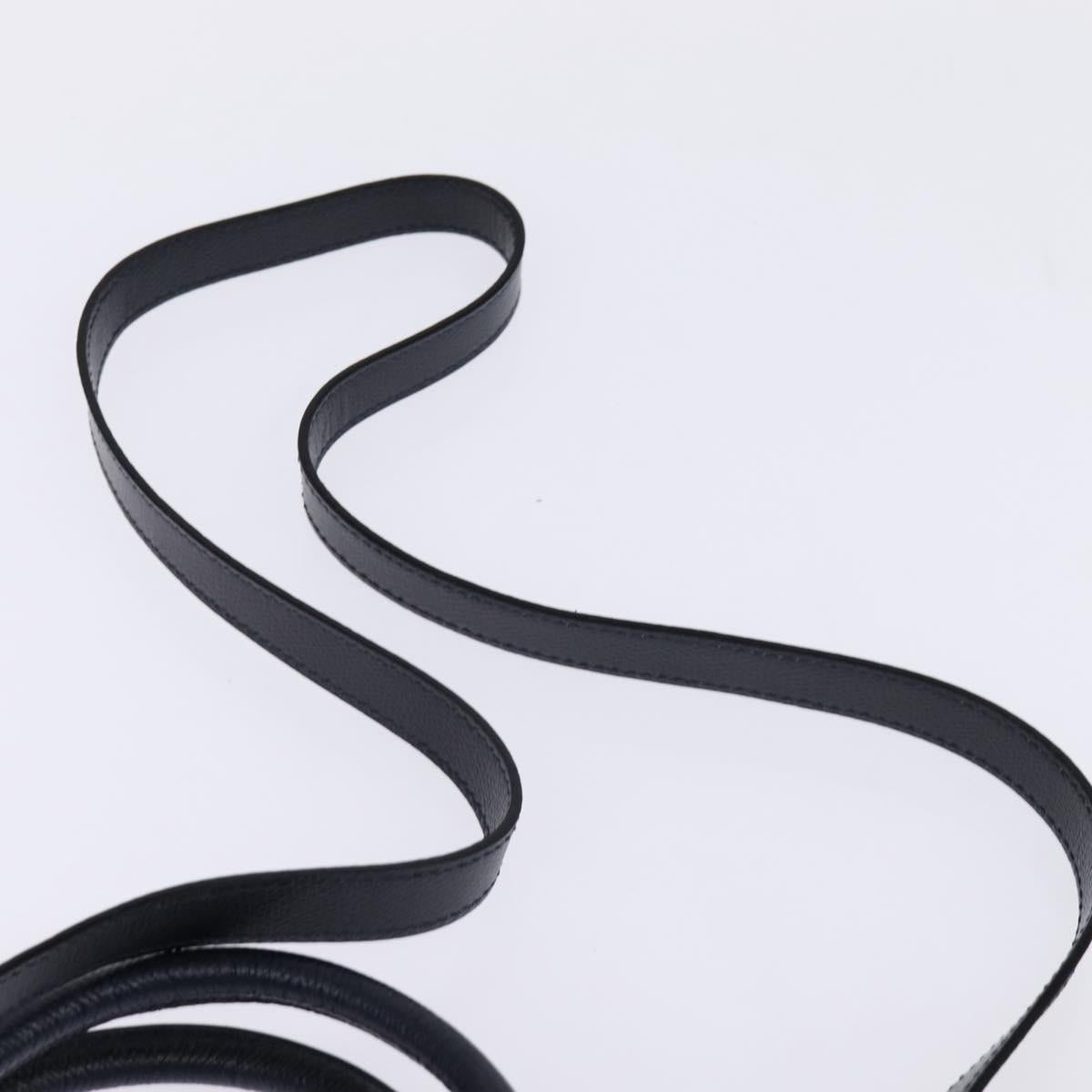 CELINE Hand Bag Leather 2way Navy Gold Auth 148353