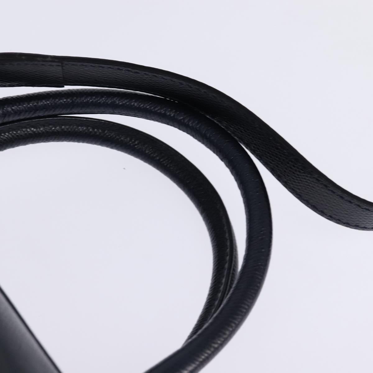 CELINE Hand Bag Leather 2way Navy Gold Auth 148353