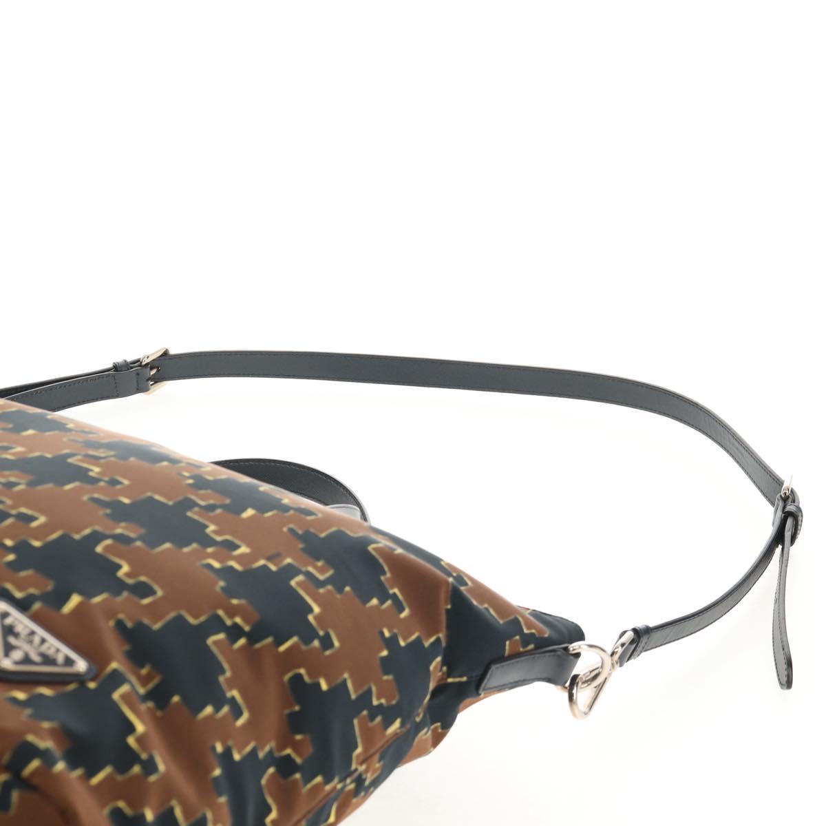 PRADA Hand Bag Nylon 2way Brown Silver Auth 148372