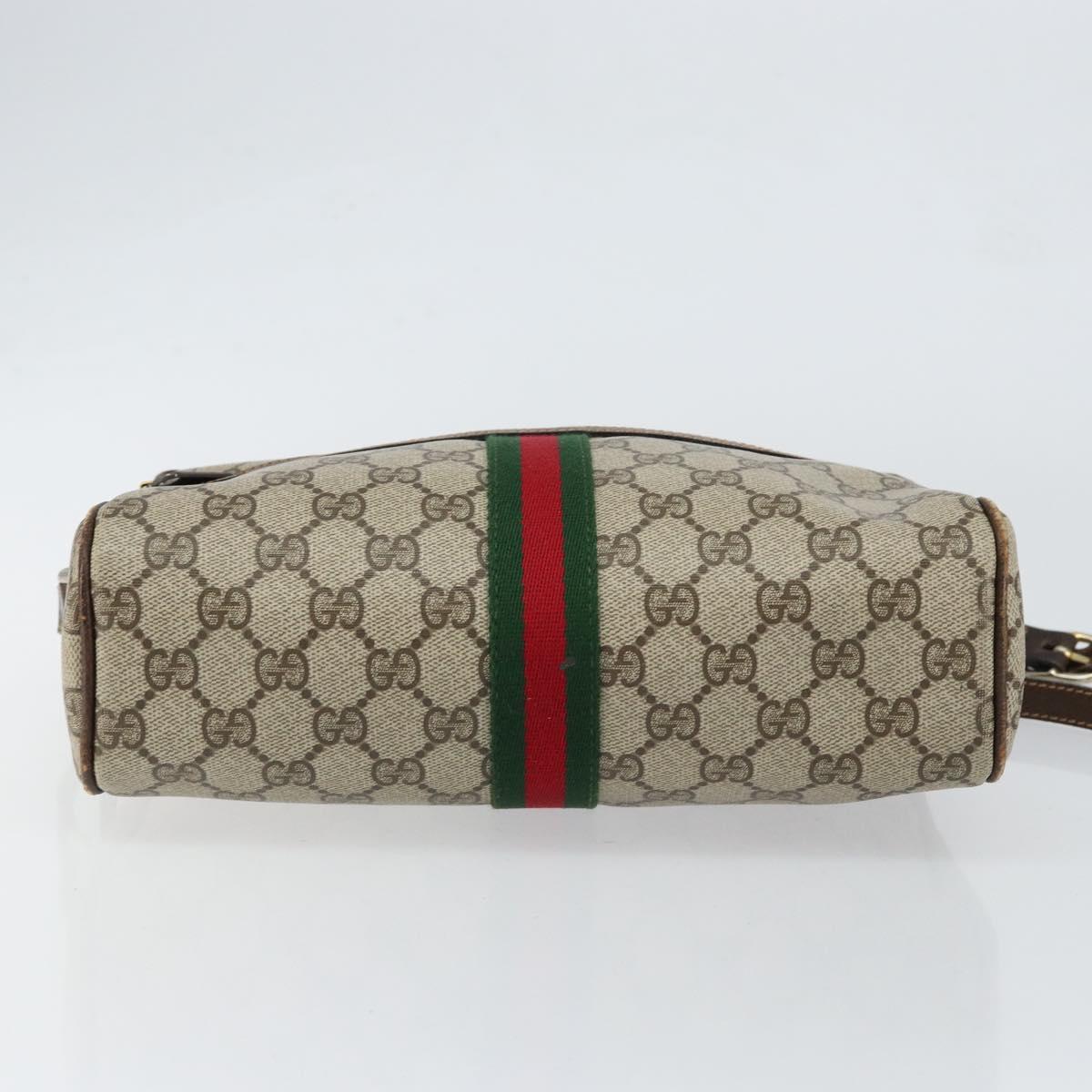 GUCCI GG Supreme Web Sherry Line Shoulder Bag PVC Beige Gold 010 378 Auth 148373