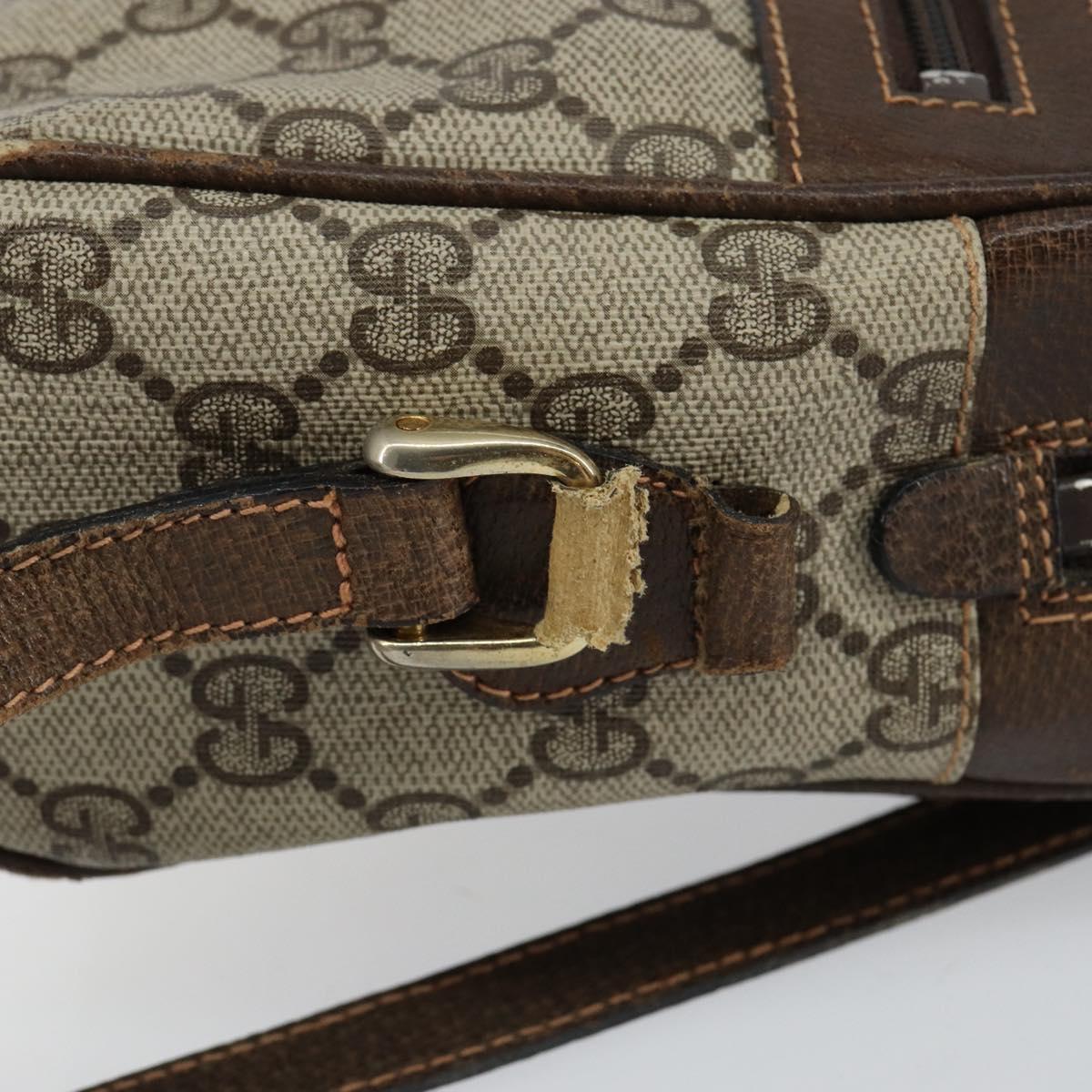 GUCCI GG Supreme Web Sherry Line Shoulder Bag PVC Beige Gold 010 378 Auth 148373