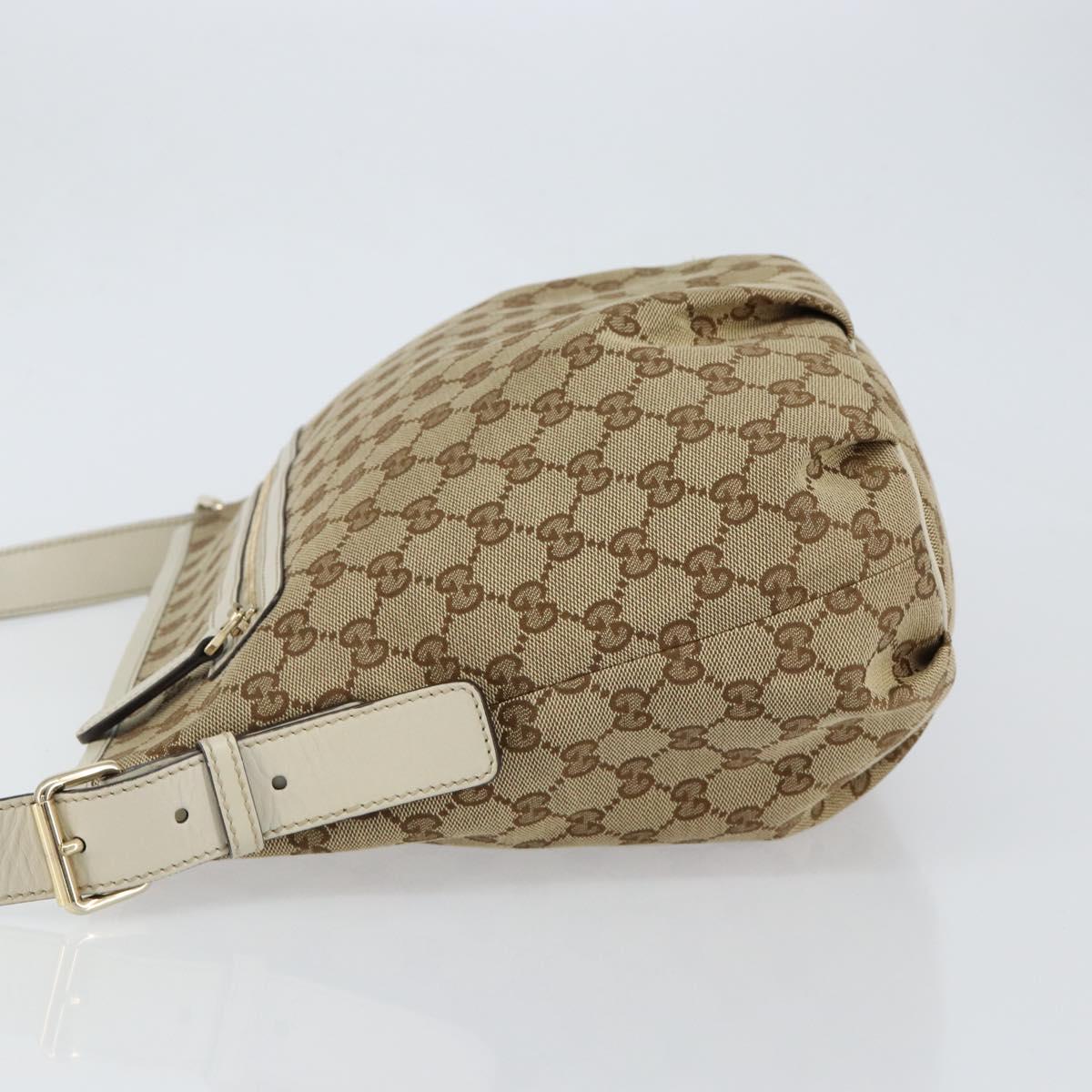 GUCCI GG Canvas Shoulder Bag Beige Gold Auth 148374