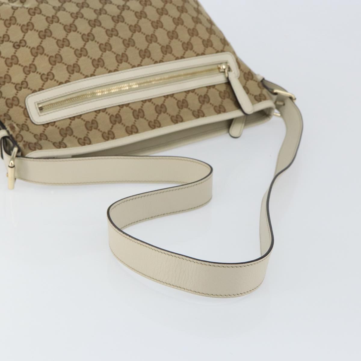 GUCCI GG Canvas Shoulder Bag Beige Gold Auth 148374