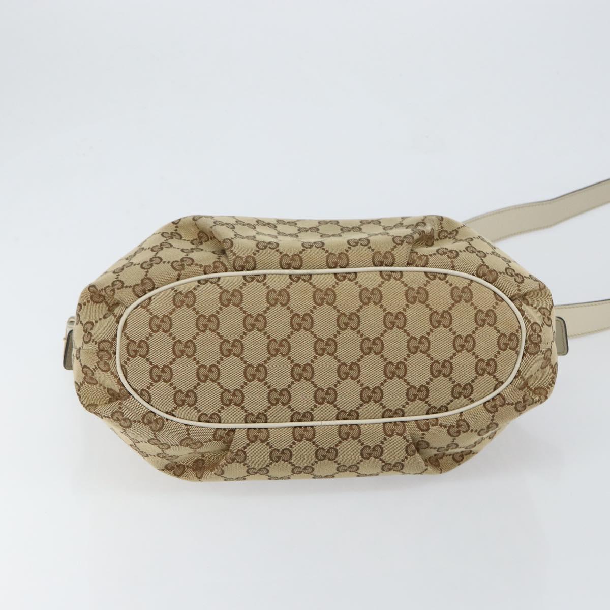GUCCI GG Canvas Shoulder Bag Beige Gold Auth 148374