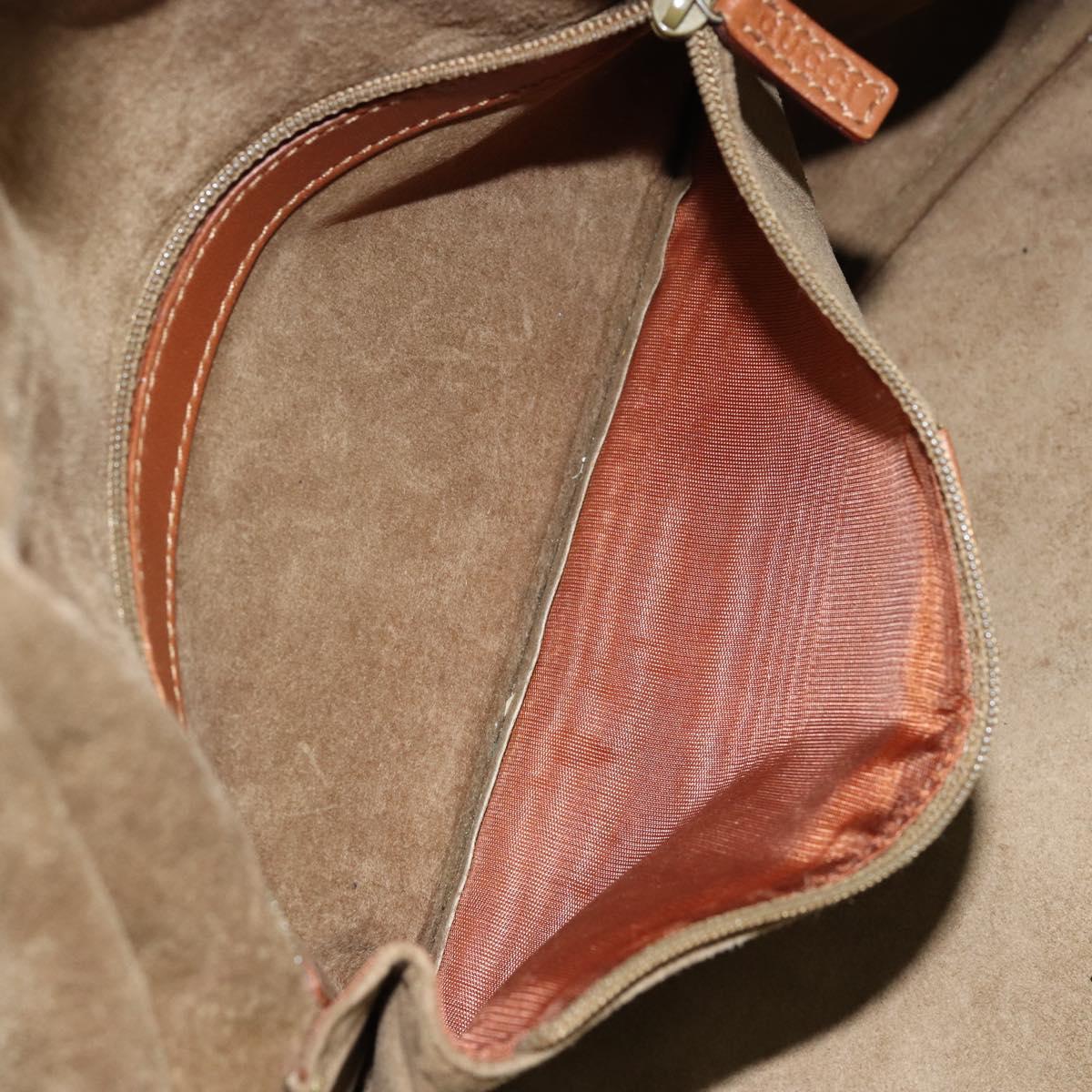 GUCCI Shoulder Bag Suede Beige Gold 76553 Auth 148376