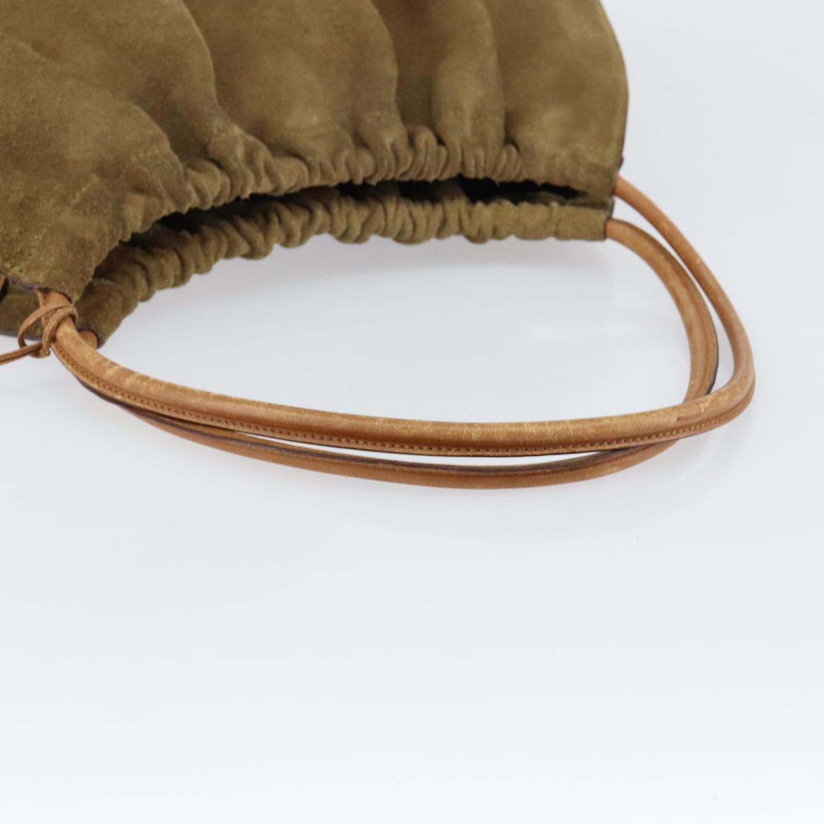 GUCCI Shoulder Bag Suede Beige Gold 76553 Auth 148376