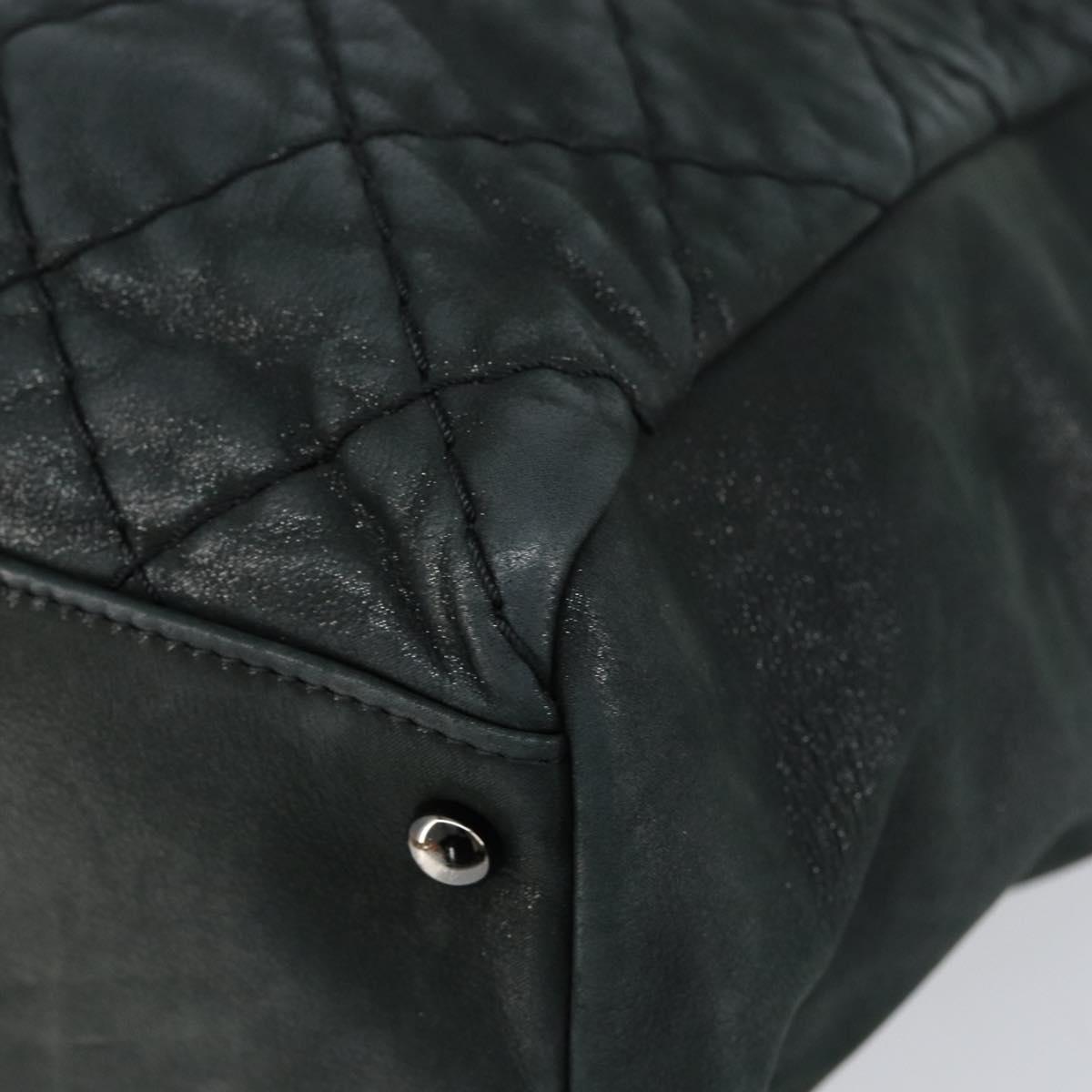 CHANEL Wild Stitch Chain Shoulder Bag Coated Canvas Green CC Auth 148380