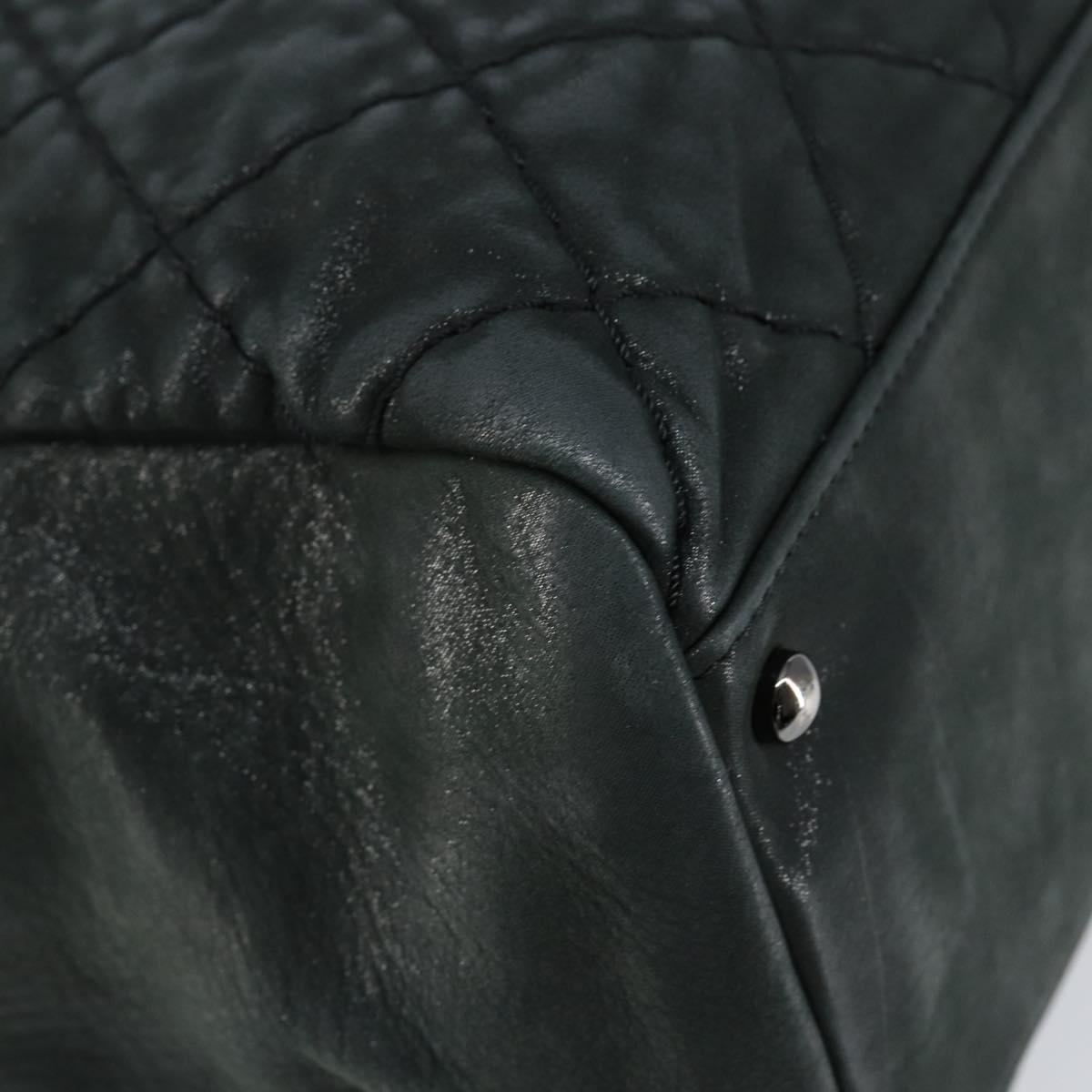 CHANEL Wild Stitch Chain Shoulder Bag Coated Canvas Green CC Auth 148380