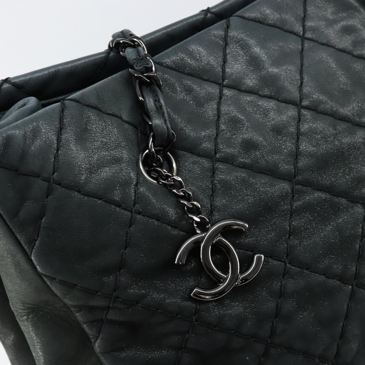 CHANEL Wild Stitch Chain Shoulder Bag Coated Canvas Green CC Auth 148380