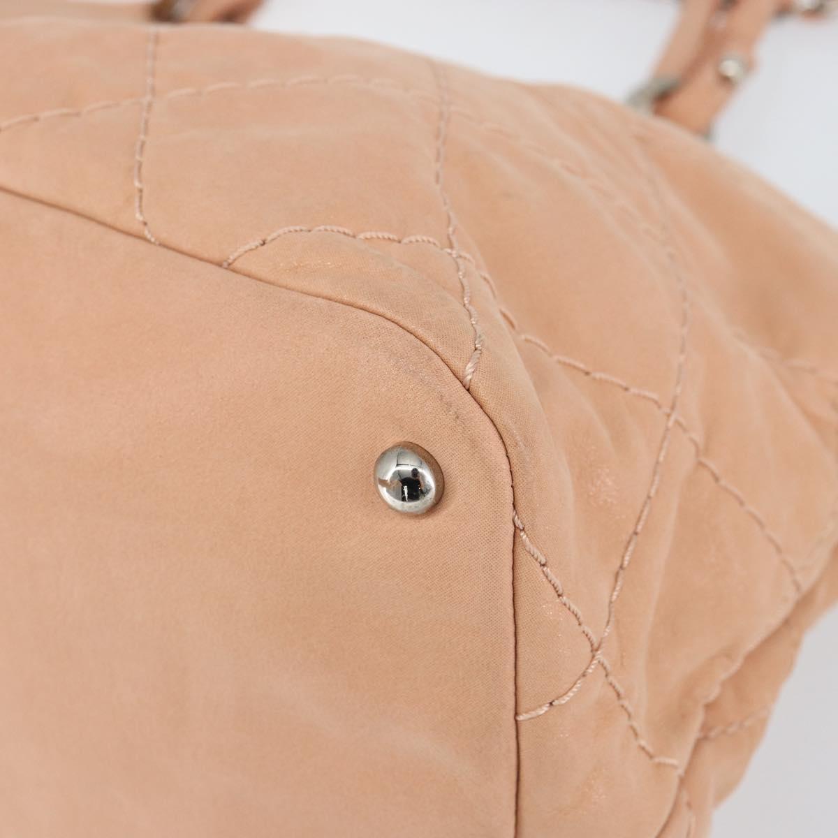 CHANEL Wild Stitch Chain Shoulder Bag Coated Canvas Beige CC Auth 148381