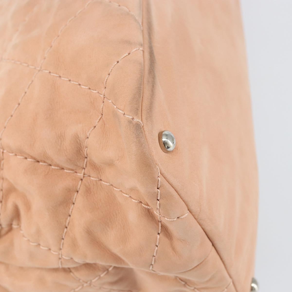 CHANEL Wild Stitch Chain Shoulder Bag Coated Canvas Beige CC Auth 148381