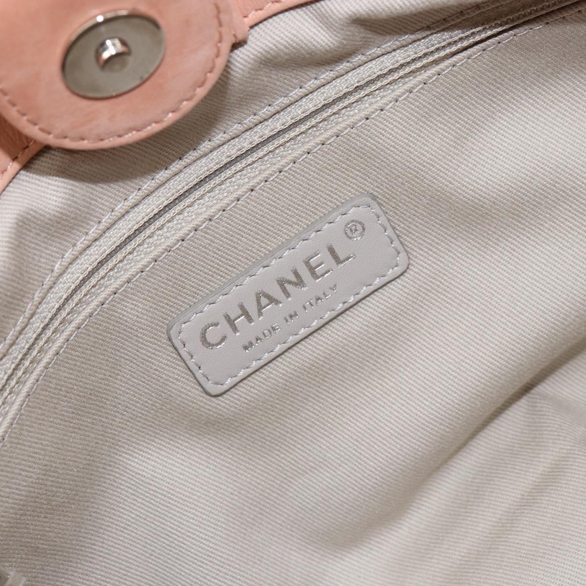 CHANEL Wild Stitch Chain Shoulder Bag Coated Canvas Beige CC Auth 148381
