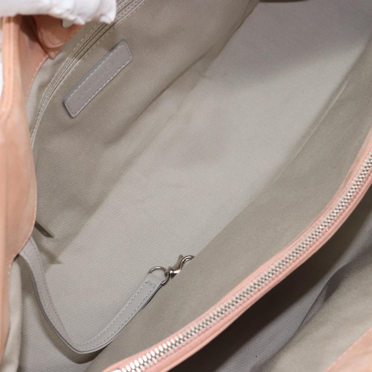 CHANEL Wild Stitch Chain Shoulder Bag Coated Canvas Beige CC Auth 148381