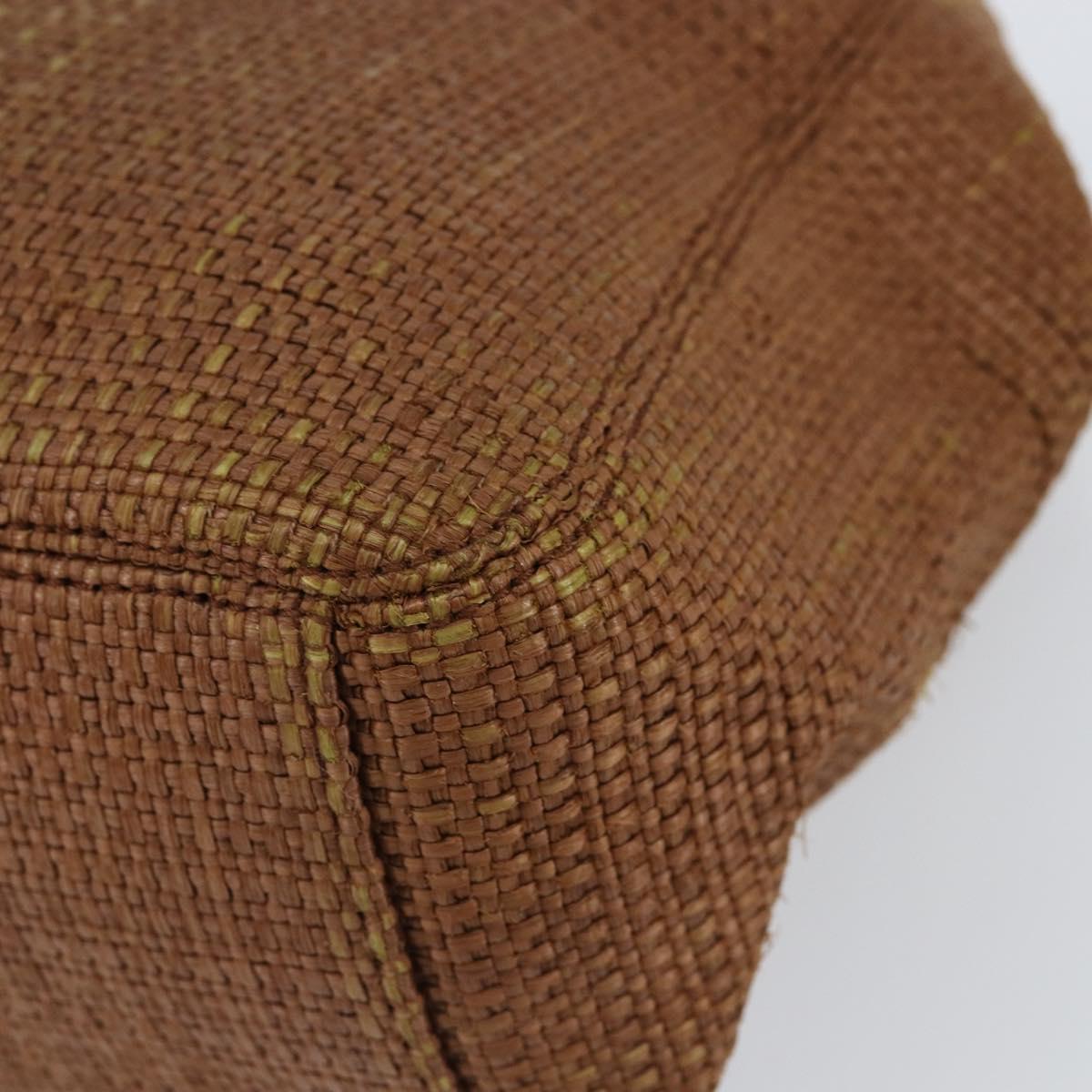 CHANEL Hand Bag Raffia Brown Gold CC Auth 148382