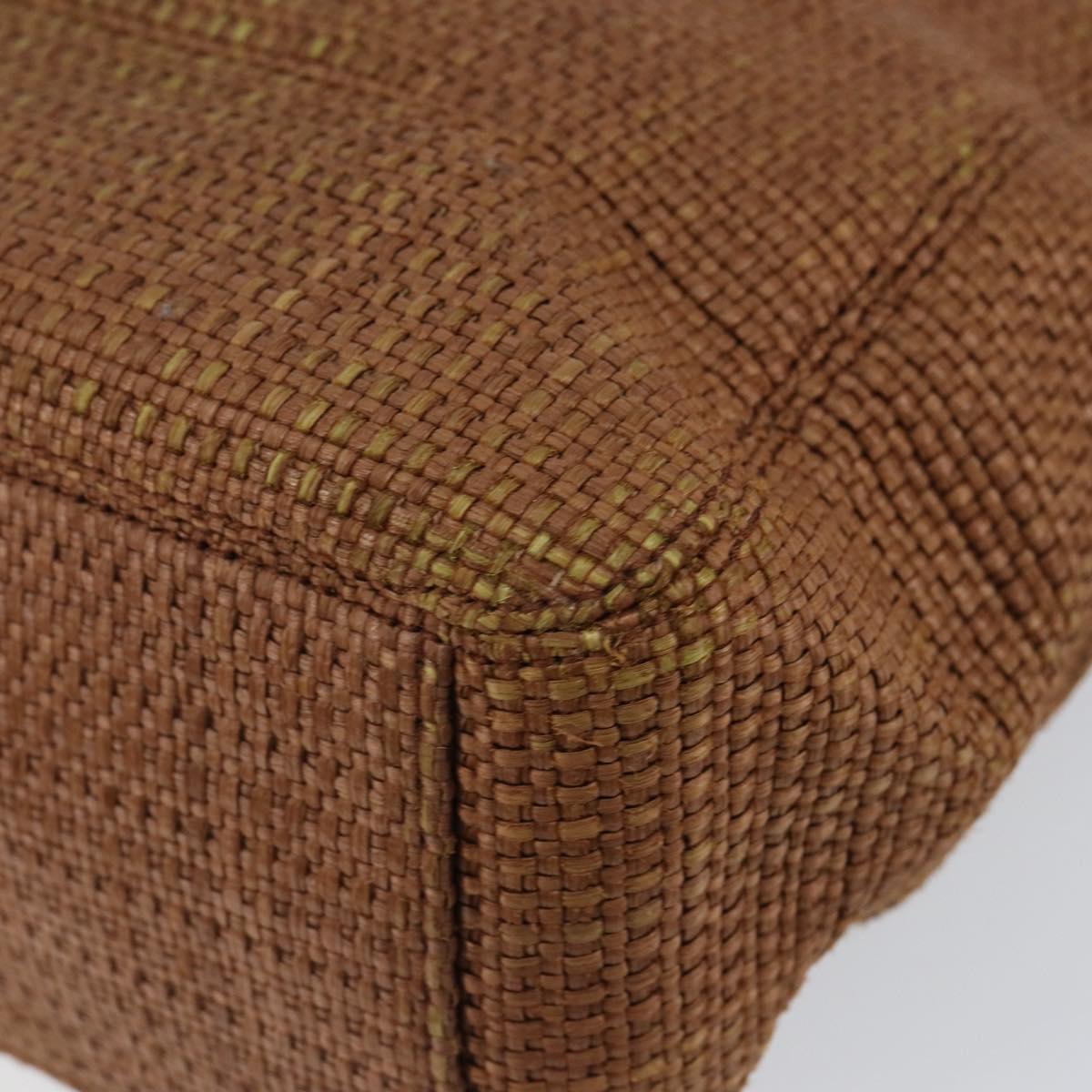 CHANEL Hand Bag Raffia Brown Gold CC Auth 148382