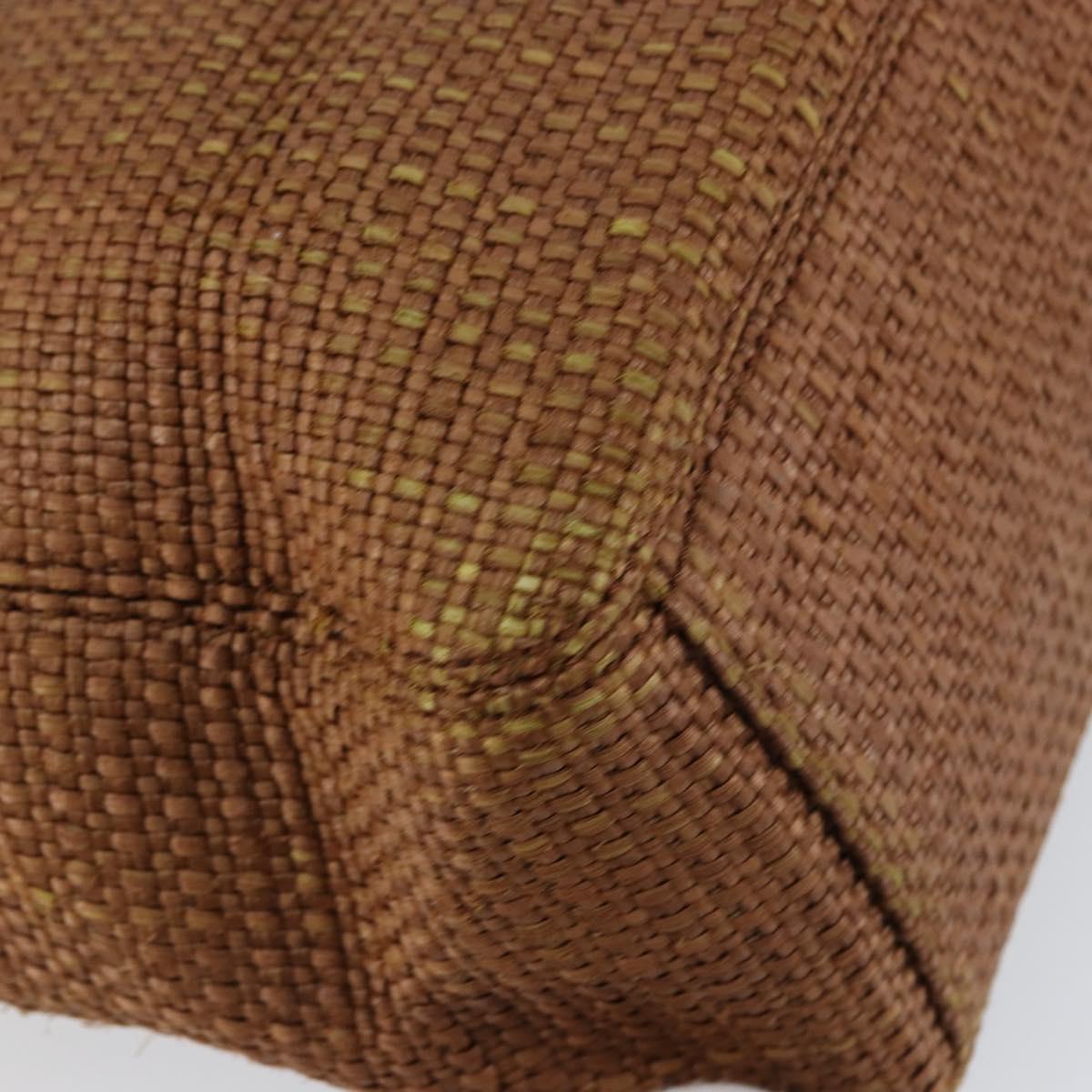 CHANEL Hand Bag Raffia Brown Gold CC Auth 148382