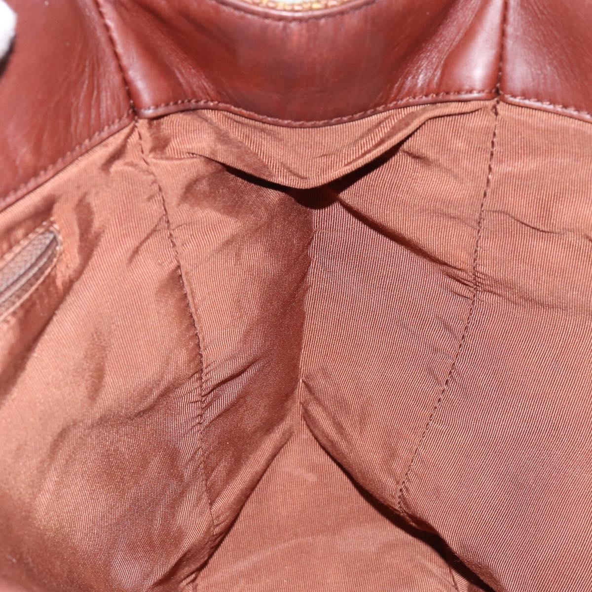 CHANEL Hand Bag Raffia Brown Gold CC Auth 148382