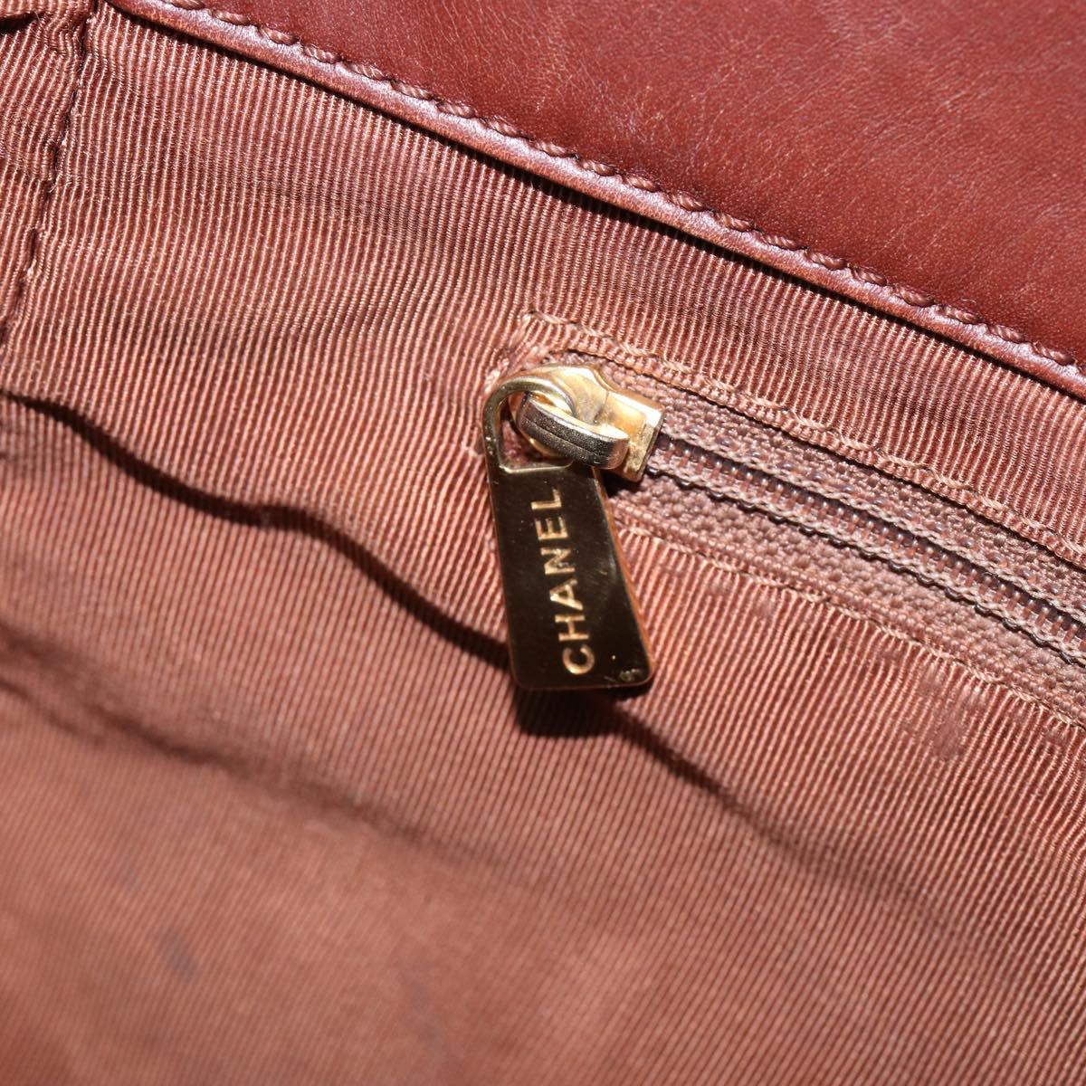 CHANEL Hand Bag Raffia Brown Gold CC Auth 148382