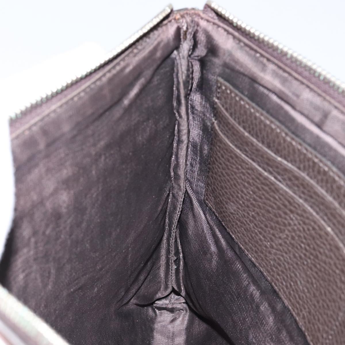 GUCCI Clutch Bag Leather Dark Brown Silver 546532 Auth 148386