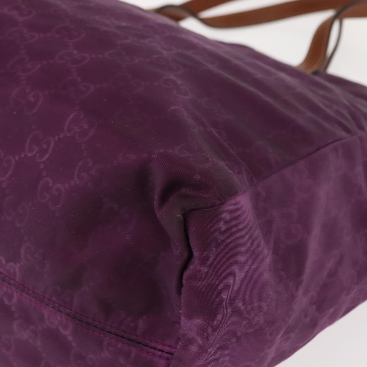 GUCCI GG Nylon Tote Bag Purple Gold 282439 Auth 148387