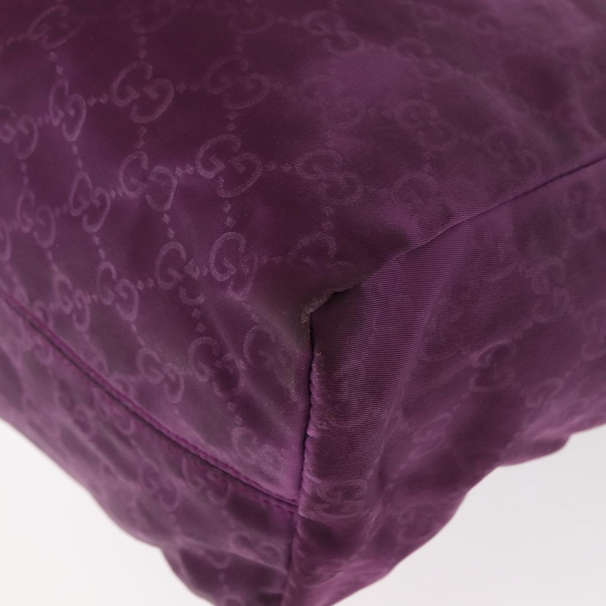 GUCCI GG Nylon Tote Bag Purple Gold 282439 Auth 148387