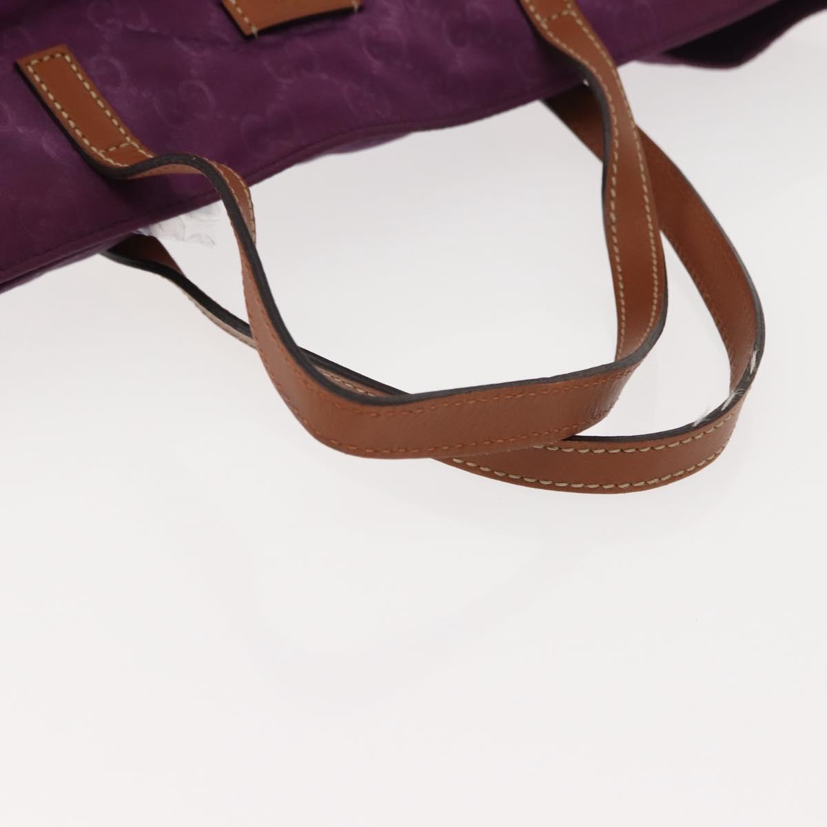 GUCCI GG Nylon Tote Bag Purple Gold 282439 Auth 148387
