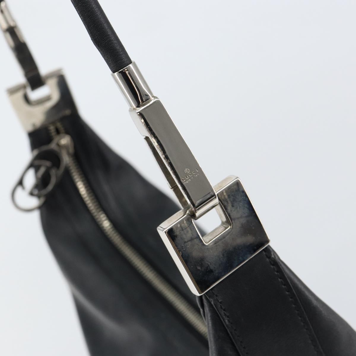 GUCCI Shoulder Bag Leather Black Silver 001 3814 3754 Auth 148388
