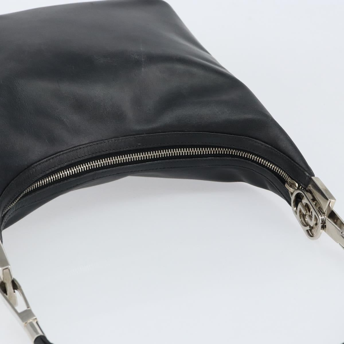 GUCCI Shoulder Bag Leather Black Silver 001 3814 3754 Auth 148388