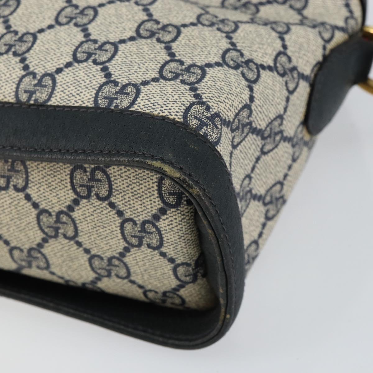 GUCCI GG Supreme Sherry Line Shoulder Bag PVC Navy Gold 904 02 069 Auth 148394