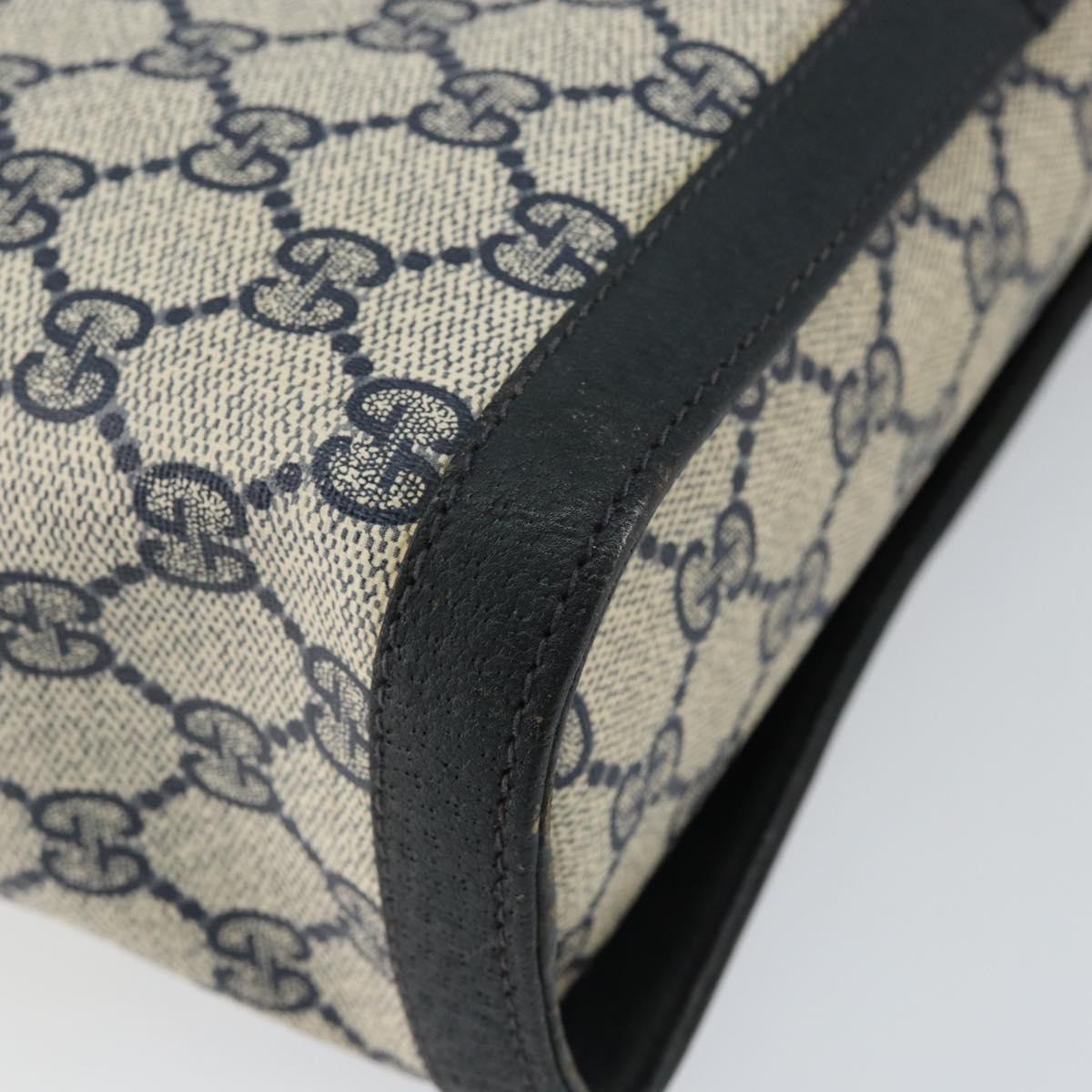 GUCCI GG Supreme Sherry Line Shoulder Bag PVC Navy Gold 904 02 069 Auth 148394