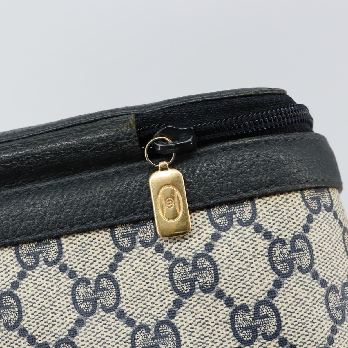 GUCCI GG Supreme Sherry Line Shoulder Bag PVC Navy Gold 904 02 069 Auth 148394