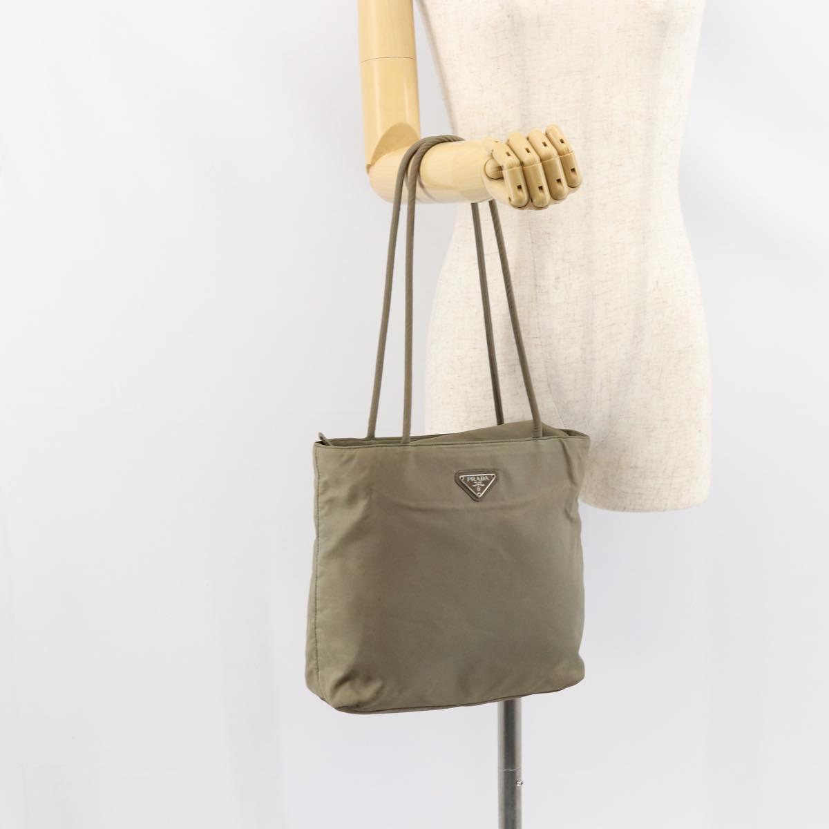 PRADA Tote Bag Nylon Gray Auth 148395