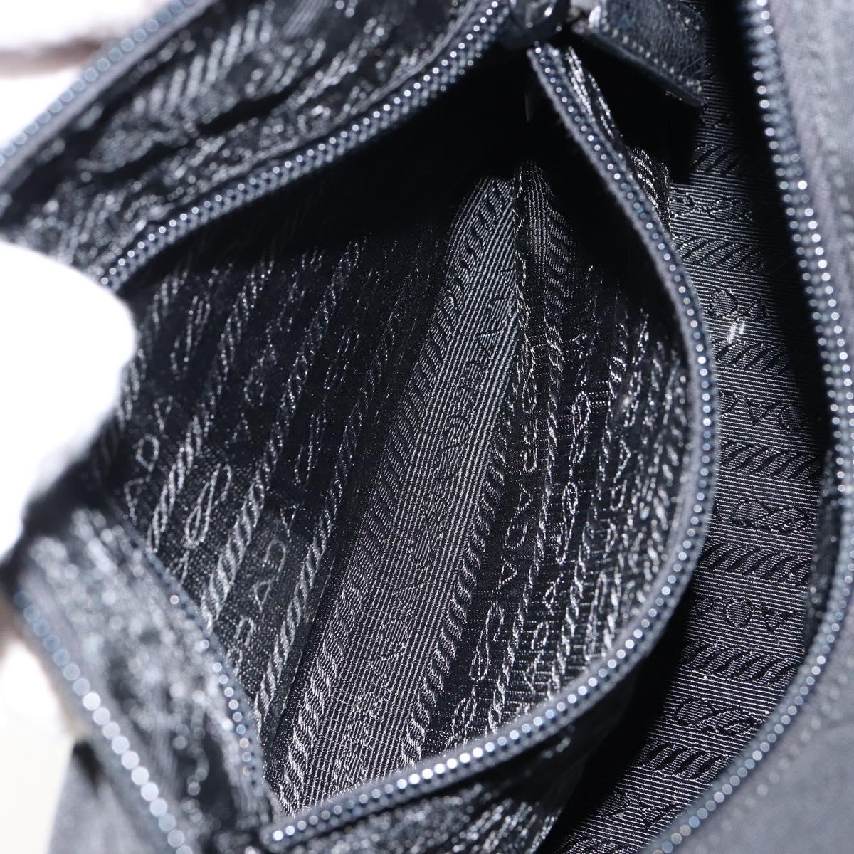 PRADA Shoulder Bag Nylon Black Silver Auth 148396