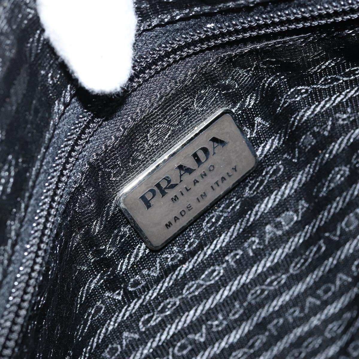 PRADA Shoulder Bag Nylon Black Silver Auth 148397