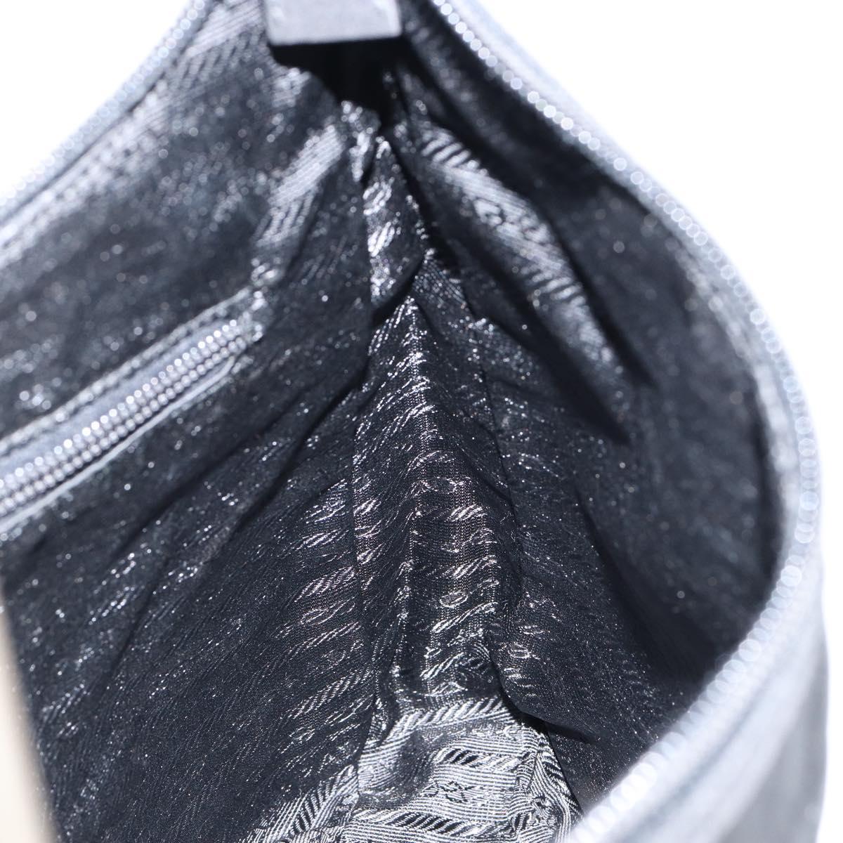 PRADA Shoulder Bag Nylon Black Silver Auth 148397