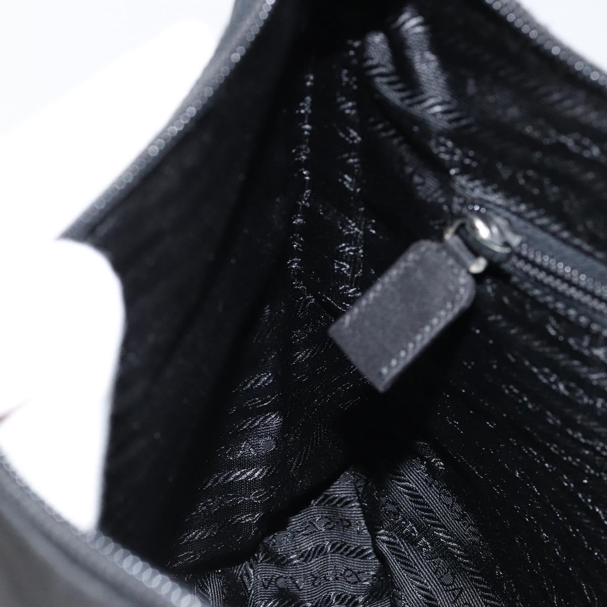 PRADA Shoulder Bag Nylon Black Silver Auth 148397