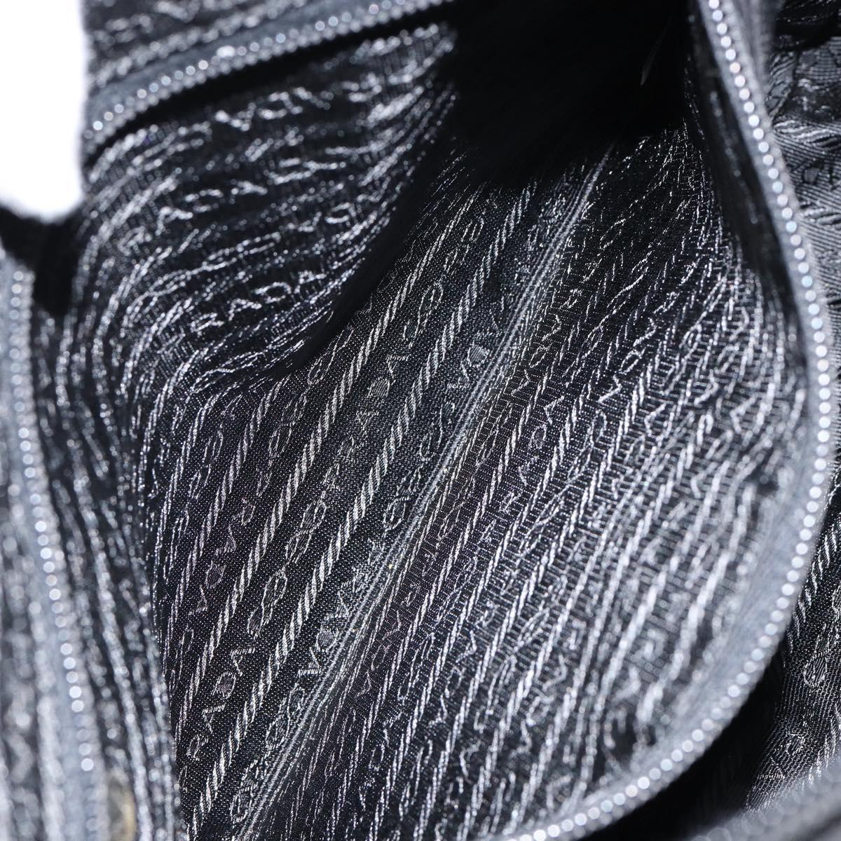 PRADA Shoulder Bag Nylon Black Silver Auth 148397