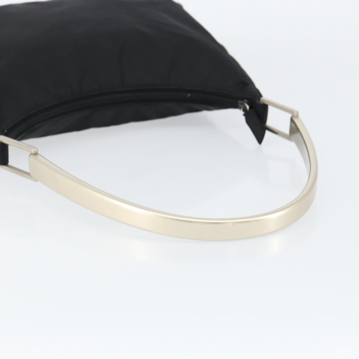 PRADA Shoulder Bag Nylon Black Silver Auth 148397