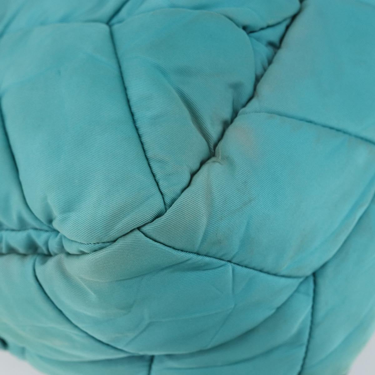 PRADA Shoulder Bag Nylon Turquoise Blue Gold Auth 148398